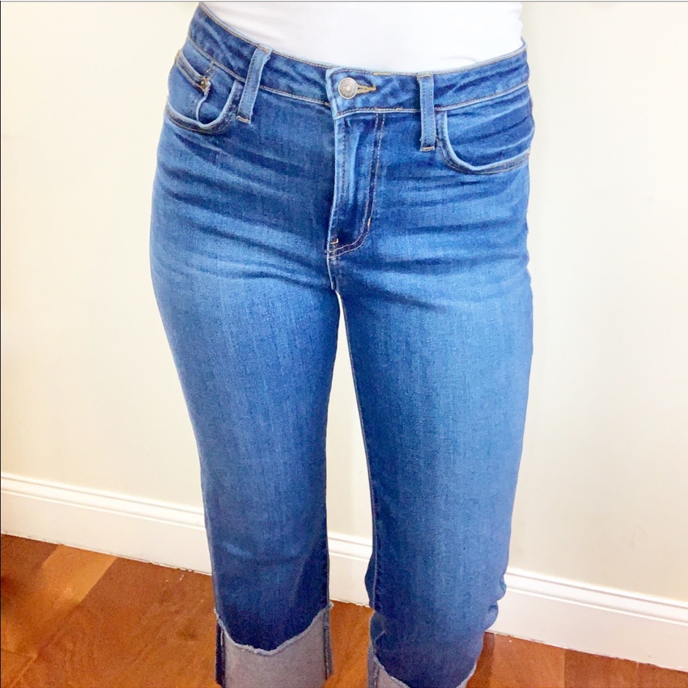 High Rise Cuffed Denim Jeans - Picture 3 of 8